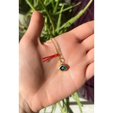 Spossy Silver Jewelry Oval Nazar Cam Göz Ip Detaylı Kolye