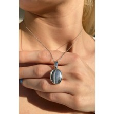 Spossy Silver Jewelry 1,8 cm Açılır-Kapanır Oval Kolye