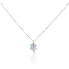 Spossy Silver Jewelry Yonca Renkli Taşlı Kolye