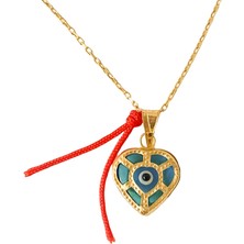 Spossy Silver Jewelry Kalp Nazar Cam Göz Kolye