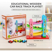 Direkstoktan Ahşap Çok Katlı Kaydıraklı Araba Pisti Rampası Montessori / Wooden Toys Miniature Speeding Car