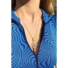 Spossy Silver Jewelry Kutup Yıldızı Top Zincirli Kolye