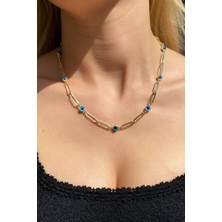 Spossy Silver Jewelry Nazar Cam Göz Zincir Kolye