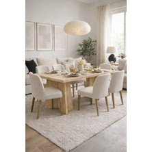 Mobilyacın Dikdörtgen Salon Yemek Masası Mantar Ayak - 36MM Kalın Kenarlı 180X90-TRAVERTEN