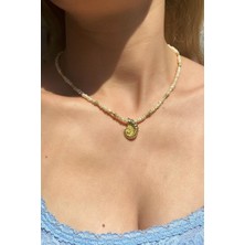 Spossy Silver Jewelry Araları Dorika Taşlı Gerçek Inci Deniz Kabuğu Kolye