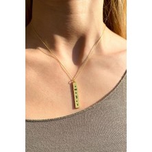 Spossy Silver Jewelry Baget Taşlı Dikdörtgen Kolye