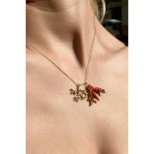 Spossy Silver Jewelry Doğal Coral (Mercan) Taşlı Kolye