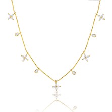 Spossy Silver Jewelry Çiçek ve Damla Kolye