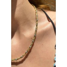 Spossy Silver Jewelry Araları Taşlı Boru Tasarım Kolye