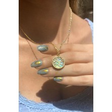 Spossy Silver Jewelry Yarı Zincir, Yarı Doğal Taşlı Yaşam Ağacı Kolye