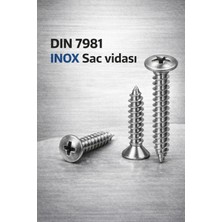 Cıvata Deposu Dın 7981 3.5X13 Inox Ysb Sac Vidası 100 Adet