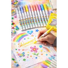 Bilgi Kitabevi Shimmer Marker 12 Renk Simli Metalik Kalem Seti Parlak Fosforlu Marker Kalem Sihirli Kalemler Yeni