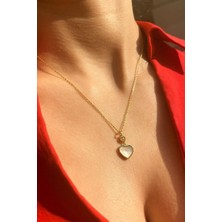 Spossy Silver Jewelry Sedef Taşlı Kalp Kolye