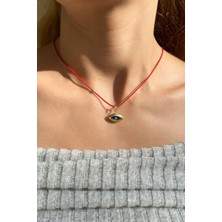 Spossy Silver Jewelry Oval Nazar Cam Göz Ipli Kolye