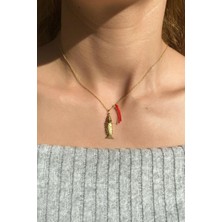 Spossy Silver Jewelry Balık Ip Detaylı Kolye