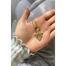 Spossy Silver Jewelry Halka Detaylı Büyük Boy Sembol Kolye