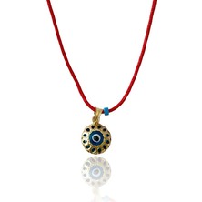 Spossy Silver Jewelry Yuvarlak Nazar Cam Göz Ipli Kolye