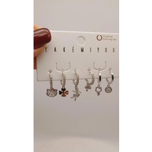 Tılsım Accesories Zirkon Çocuk Küpe 6lı Grı