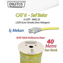Digitus Cat6 Kullanıma Hazır Saf Bakır U-Utp Lszh (Low Smoke Zero Halogen) Ağ Internet Kablosu Sarı