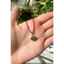 Spossy Silver Jewelry Oval Nazar Cam Göz Ipli Kolye