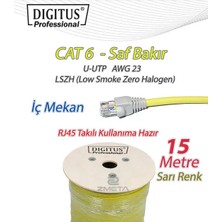 Digitus Cat6 Kullanıma Hazır Saf Bakır U-Utp Lszh (Low Smoke Zero Halogen) Ağ Internet Kablosu Sarı