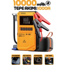 Enshall Akü Takviye Cihazı 10.000MAH Auhma Powerbank Özellikli Çantalı Akü Takviyeli Oto Hava Kompresör