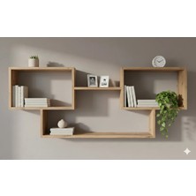 Çamsan Rafixa Atlas Çam MDF Yatay Kademeli Duvar Rafı - Modern Kitaplık ve Geniş Obje Sergileme Ünitesi