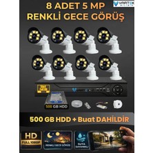 Vartek Bilişim 8 Kameralı Set 500 GB HDD Full Hd Gece Görüşlü Güvenlik Kamerası Sistemi-Sabit Ip Gerektirmez-