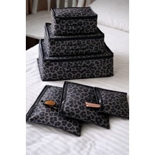 Mor Bebe Premium Leoparlı 6’lı Valiz Düzenleyici Set I Seyahat Organizer Çantası I Bavul Içi Düzenleyici