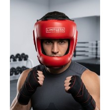 Limitless Fight Gear Full Face Headgear Red (Burun ve Yüz Korumalı)