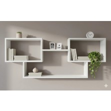 Çamsan Rafixa Beyaz Mdf Yatay Kademeli Duvar Rafı - Modern Kitaplık ve Geniş Obje Sergileme Ünitesi