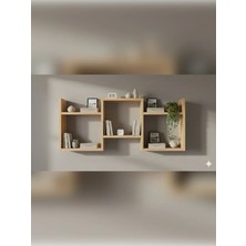 Çamsan Rafixa Bal Meşe Mdf Üçlü Simetrik Duvar Rafı - Modern Kitaplık ve Estetik Obje Sergileme Paneli