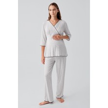 Artış Collection Uzun Kollu Likralı Esnek Viskoz Soft Hamile Pijama Takım 19212