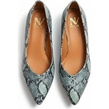 Ne&Ve Shoes Deri Yılan Baskı Sivri Burun Şık ve Rahat Günlük Babet