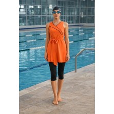 Tesmay Hızlı Kuruyan Mayo Kumaşı  Askılı Taytlı Kadın Yüzücü Mayo 24203