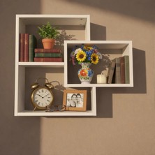Çamsan Rafixa Beyaz Mdf Ikili Geçmeli Duvar Rafı - Modern Kitaplık ve Dekoratif Obje Sergileme Alanı