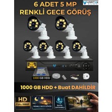 Vartek Bilişim 6 Kameralı Set 1000 GB HDD Full Hd Gece Görüşlü Güvenlik Kamerası Sistemi-Sabit Ip Gerektirmez-