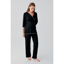 Artış Collection Uzun Kollu Likralı Esnek Viskoz Soft Hamile Pijama Takım 19212