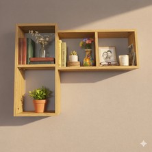 Çamsan Rafixa Bal Meşe MDF Köşe Birleşimli Duvar Rafı - Modern Kitaplık ve Estetik Obje Sergileme Ünitesi