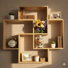 Çamsan Rafixa Bal Meşe Mdf Rüzgar Gülü Duvar Rafı - Dekoratif Obje ve Modern Kitaplık