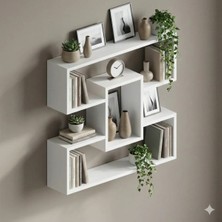 Rafixa Beyaz MDF Simetrik Kanatlı Duvar Rafı - Modern Kitaplık