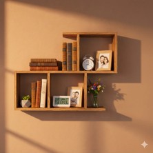 Çamsan Rafixa Atlas Çam Mdf Basamaklı Duvar Rafı - Modern Kitaplık ve Dekoratif Obje Düzenleyici Ünite