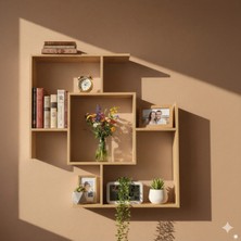 Çamsan Rafixa Atlas Çam Mdf S-Labirent Duvar Rafı - Dekoratif Obje ve Kitap Standı - Modern Kitaplık