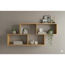 Çamsan Rafixa Bal Meşe Mdf Üçlü Geçmeli Duvar Rafı - Modern Kitaplık ve Dekoratif Obje Düzenleyici