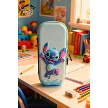 Glanart Stitch Kabartmalı Içi Fileli Kalem Kutusu Kalemlik 1 Adet Buz Mavi
