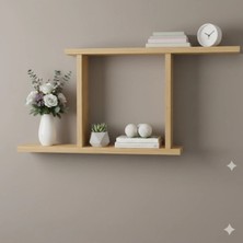 Çamsan Rafixa Bal Meşe MDF Yatay Çerçeve Duvar Rafı - Modern Kitaplık ve Estetik Obje Sergileme Ünitesi