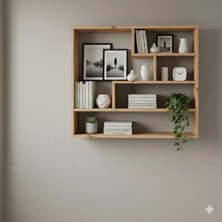 Çamsan Rafixa Atlas Çam MDF Kare Labirent Duvar Rafı - Modern Kitaplık ve Dekoratif Obje Düzenleyici