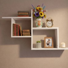 Çamsan Rafixa Beyaz MDF Kademeli Geçmeli Duvar Rafı - Modern Kitaplık