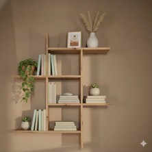 Çamsan Rafixa Atlas Çam Mdf Asimetrik Duvar Rafı - Modern Kitaplık ve Dekoratif Obje Sergileme Standı