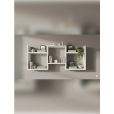 Çamsan Rafixa Beyaz Mdf Üçlü Simetrik Duvar Rafı - Modern Kitaplık ve Estetik Obje Sergileme Paneli